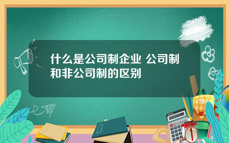 什么是公司制企业 公司制和非公司制的区别